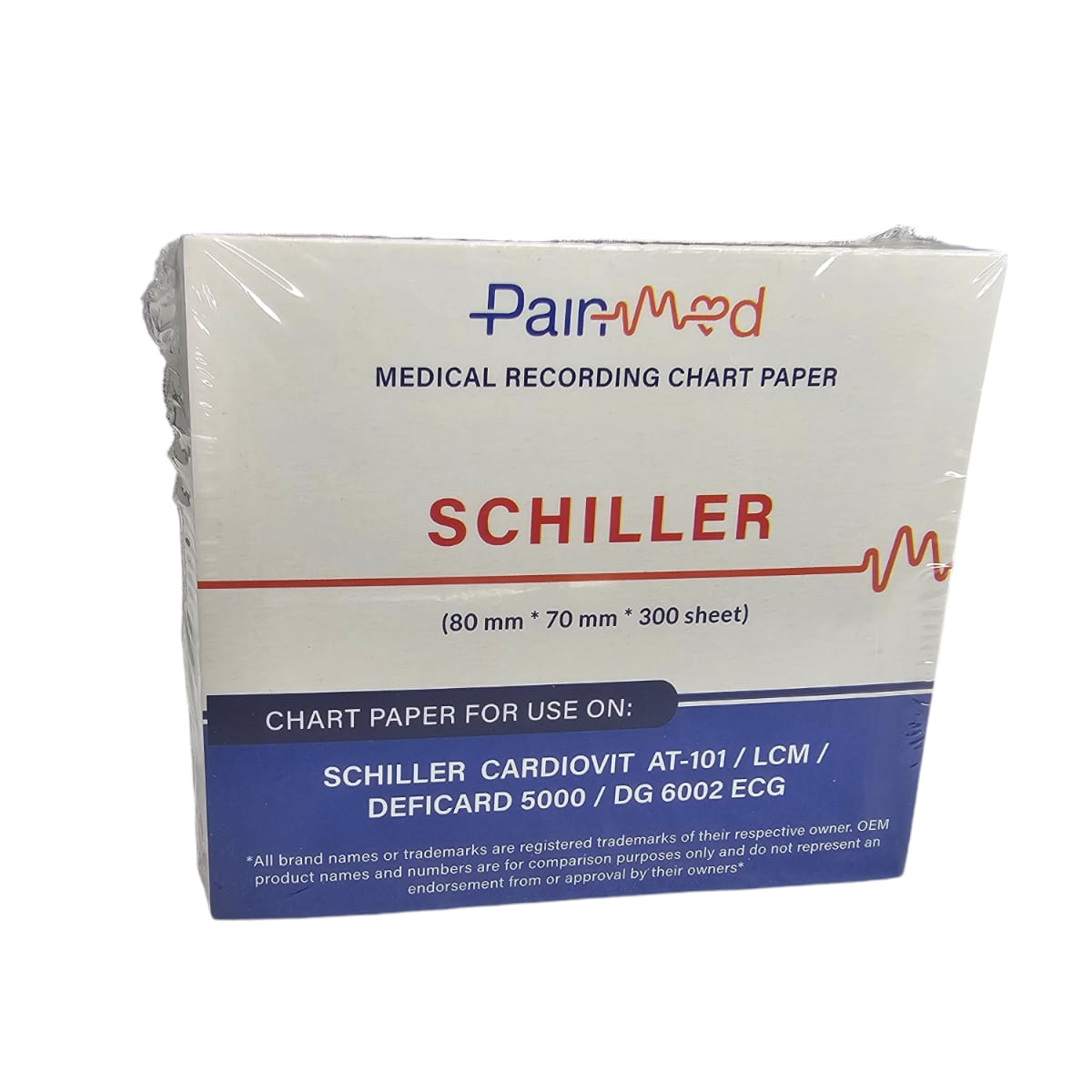 Papel Schiller para Electrocardiógrafo (80 mm x 80 mm x 400 hoja