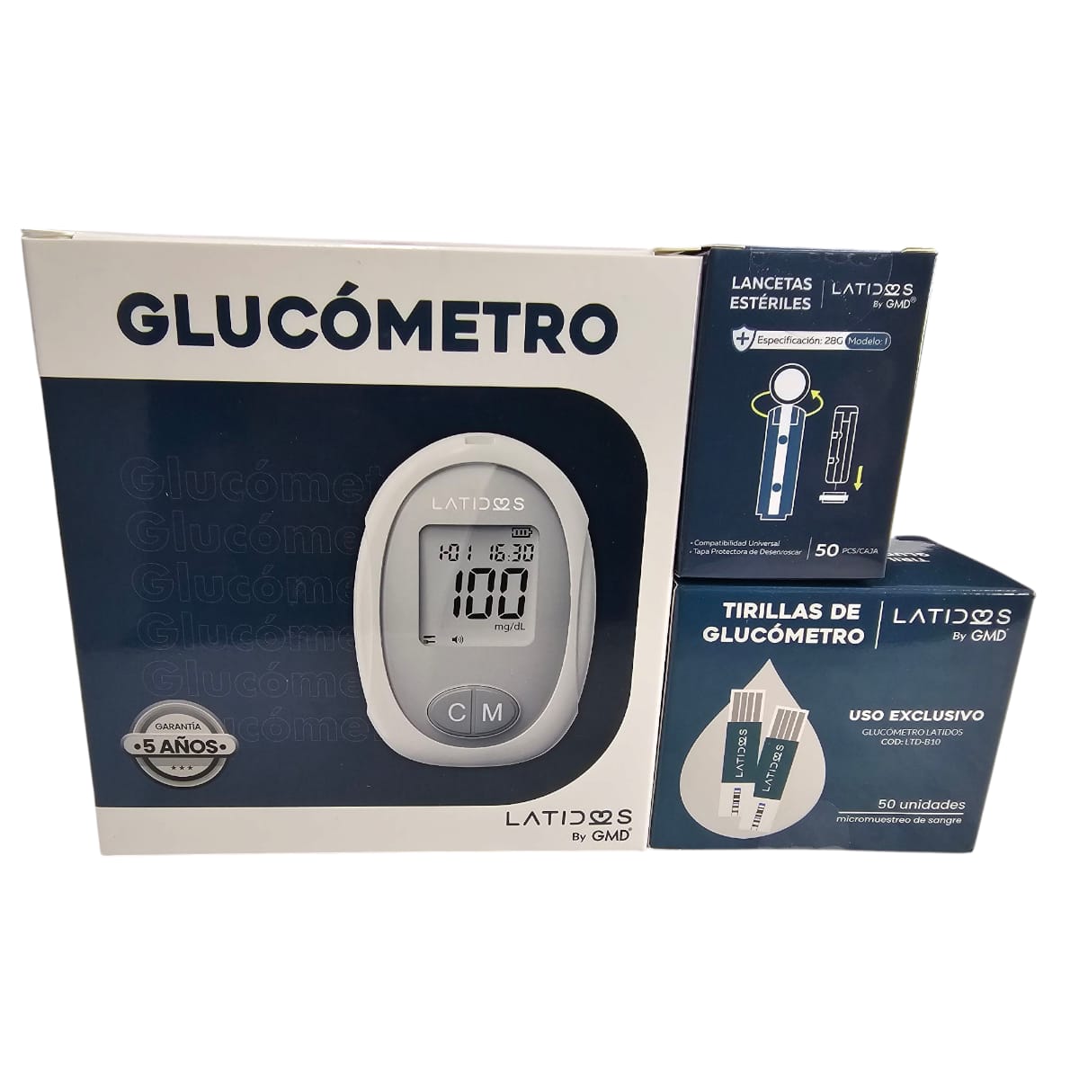 Kit Glucómetro Latidos 50 Tiras 50 Lancetas