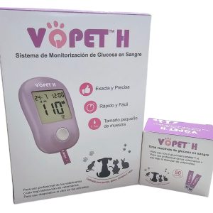 Kit Glucómetro VQPET H Veterinario Con 60 Tiras 60 LancetaS