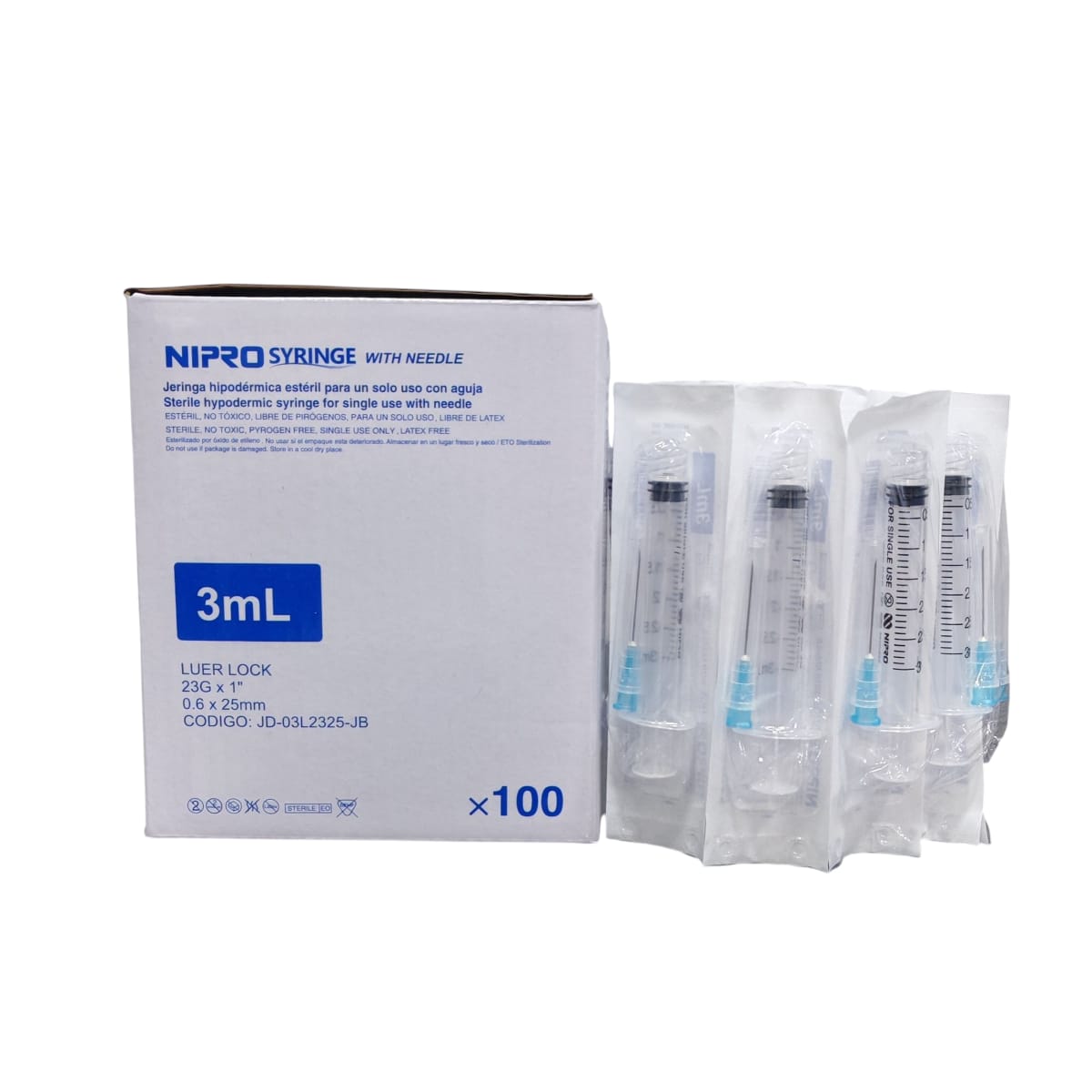JERINGA CON AGUJA 3ML NIPRO 23g X 1